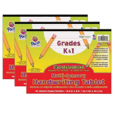 Multi-Sensory Raised Ruled Tablet, Tape Bound, 40 Sheets, Pack of 3