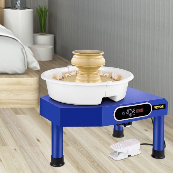 VEVOR Pottery Wheel, Pottery Forming Machine 9.8" LCD Touch Screen, 350W Ceramic Pottery Electric DIY Clay Sculpting Tools, Foot Pedal & Detachable ABS Basin for Adults and Beginners Art Craft (Blue) - Image 7