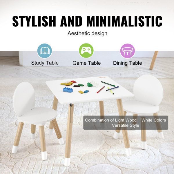 VEVOR Kids Table and 2 Chairs Set, Toddler Table and Chair Set, Children Multi-Activity Table for Art, Craft, Reading, Learning - Image 2