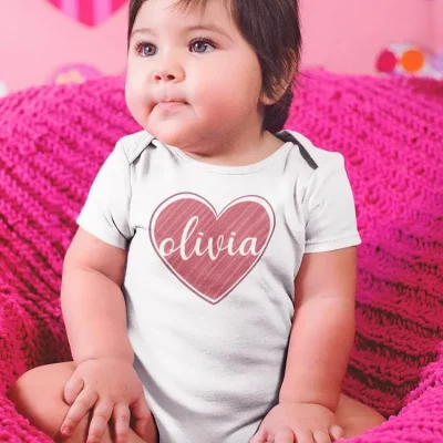 Custom Name And Heart Bodysuit -Custom Designs